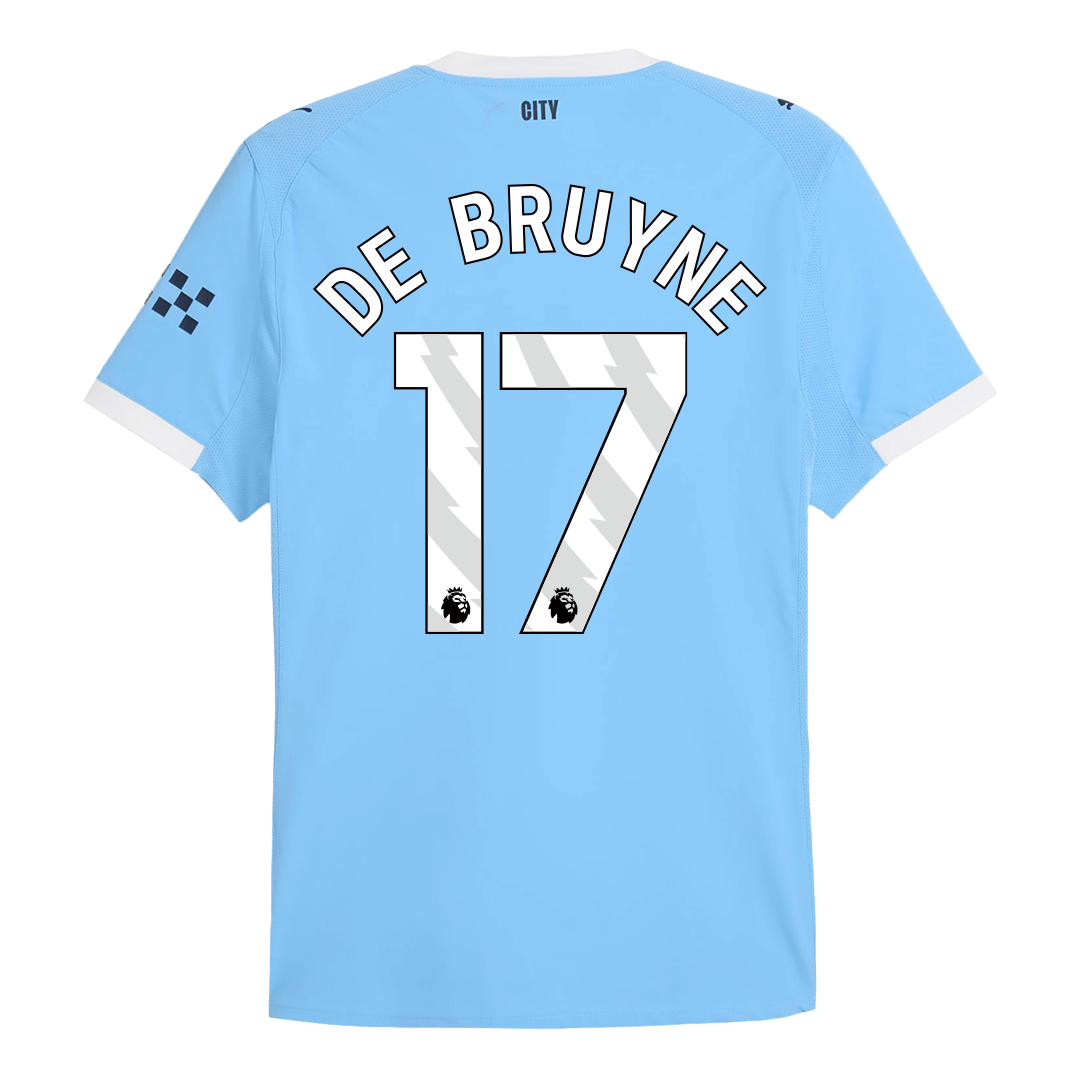 Camiseta de fútbol de De Bruyne nº 17, versión jugador local del Manchester City, temporada 2025/26, azul