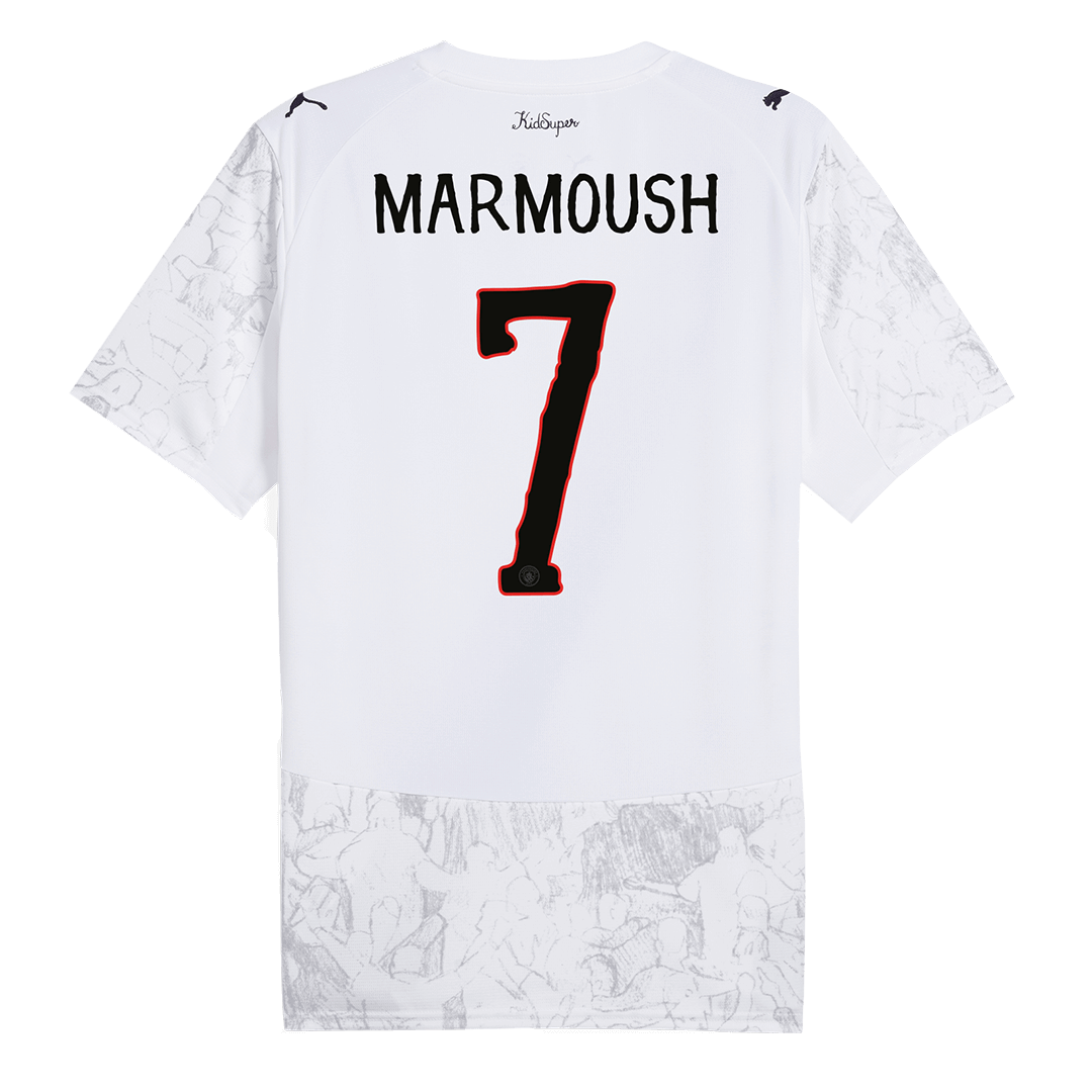 Camiseta de fútbol infantil MARMOUSH #7 Manchester City 2025/26 Blanca - Mundial de Clubes