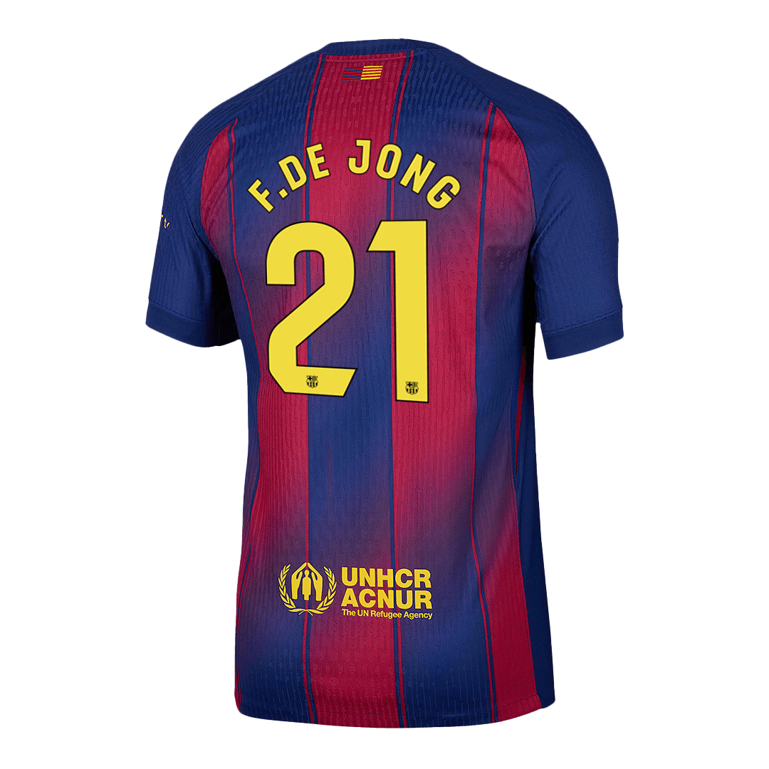 Camiseta de fútbol F. DE JONG #21 del FC Barcelona, versión jugador local, temporada 2025/26