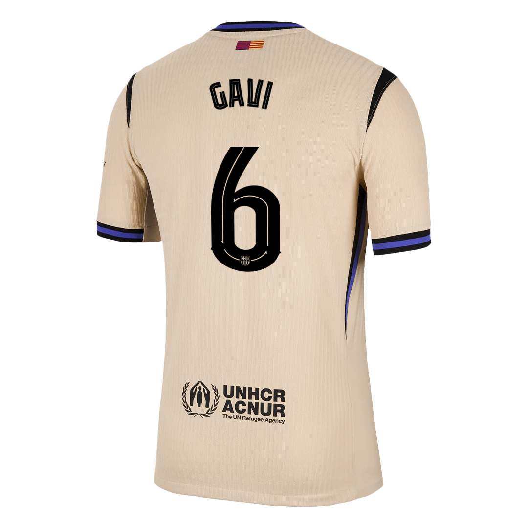 Camiseta de fútbol GAVI #6 del Barcelona, versión visitante, temporada 2025/26 - Champions League
