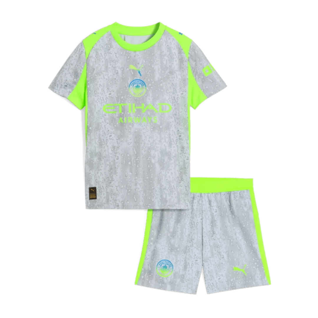 Conjunto infantil de la tercera equipación visitante del Manchester City - Camiseta + Pantalón corto 2025/26