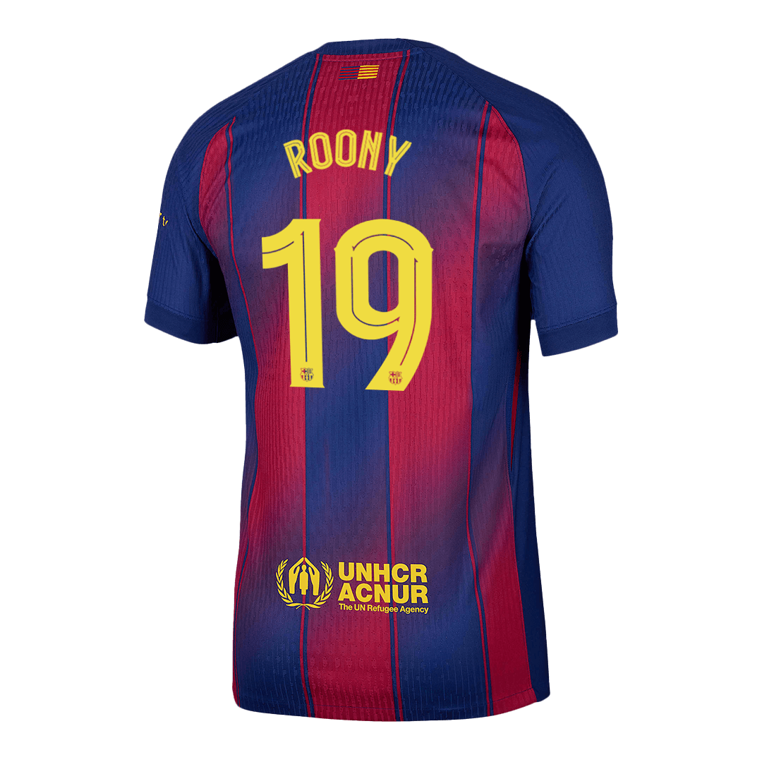 Camiseta de Roony nº 19 del Barcelona, versión jugador local, temporada 2025/26 - Champions League
