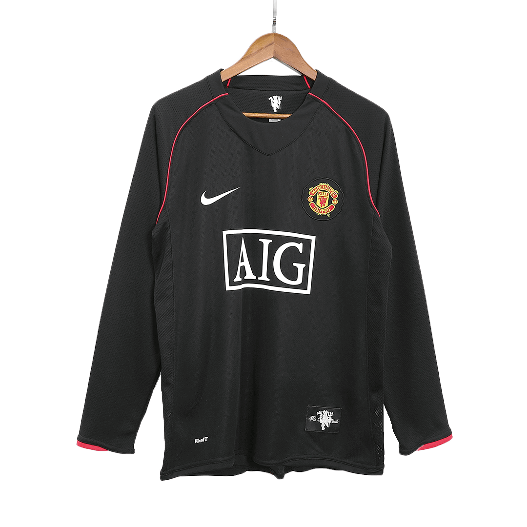 Camiseta de fútbol retro de manga larga de visitante del Manchester United 2007/08