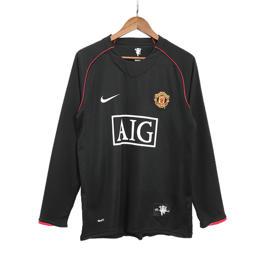 Maillot de football rétro à manches longues extérieur de Manchester United 2007/08