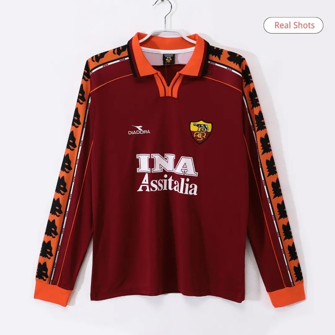Camiseta retro de fútbol de manga larga del Roma 1998/99 local