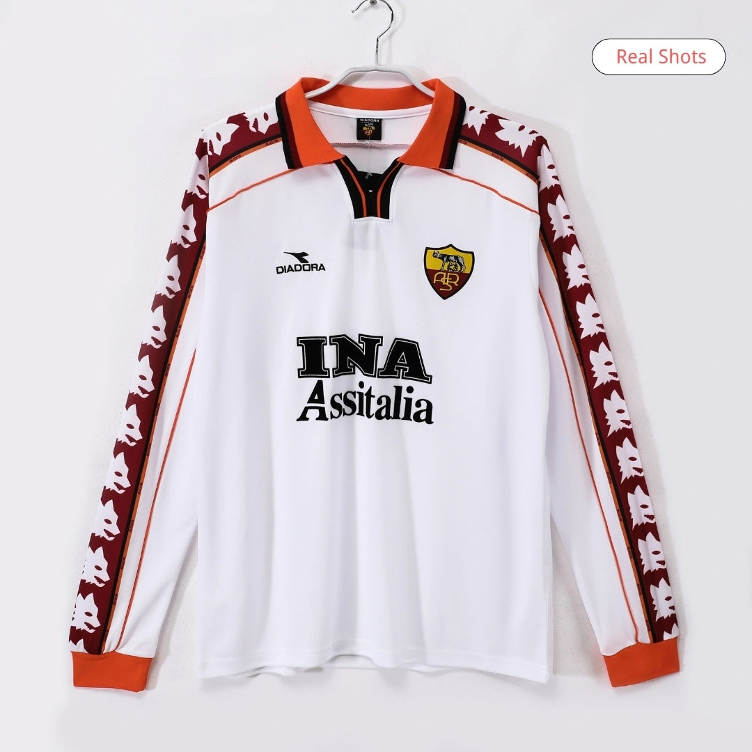 Camiseta Retro de Manga Larga de Fútbol de Visitante de la Roma 1998/99