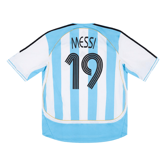 Maillot de football rétro domicile de Messi n° 19 Argentine 2006