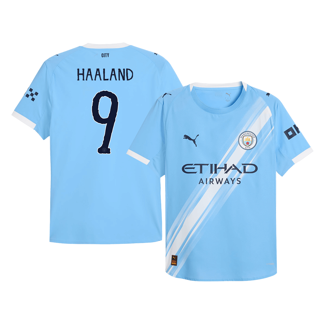 Camiseta de fútbol de HAALAND #9 del Manchester City, versión jugador local, temporada 2025/26, azul - Mundial de Clubes