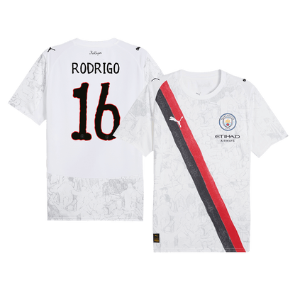 RODRIGO #16 Camiseta de fútbol infantil del Manchester City 2025/26 Blanca - Mundial de Clubes