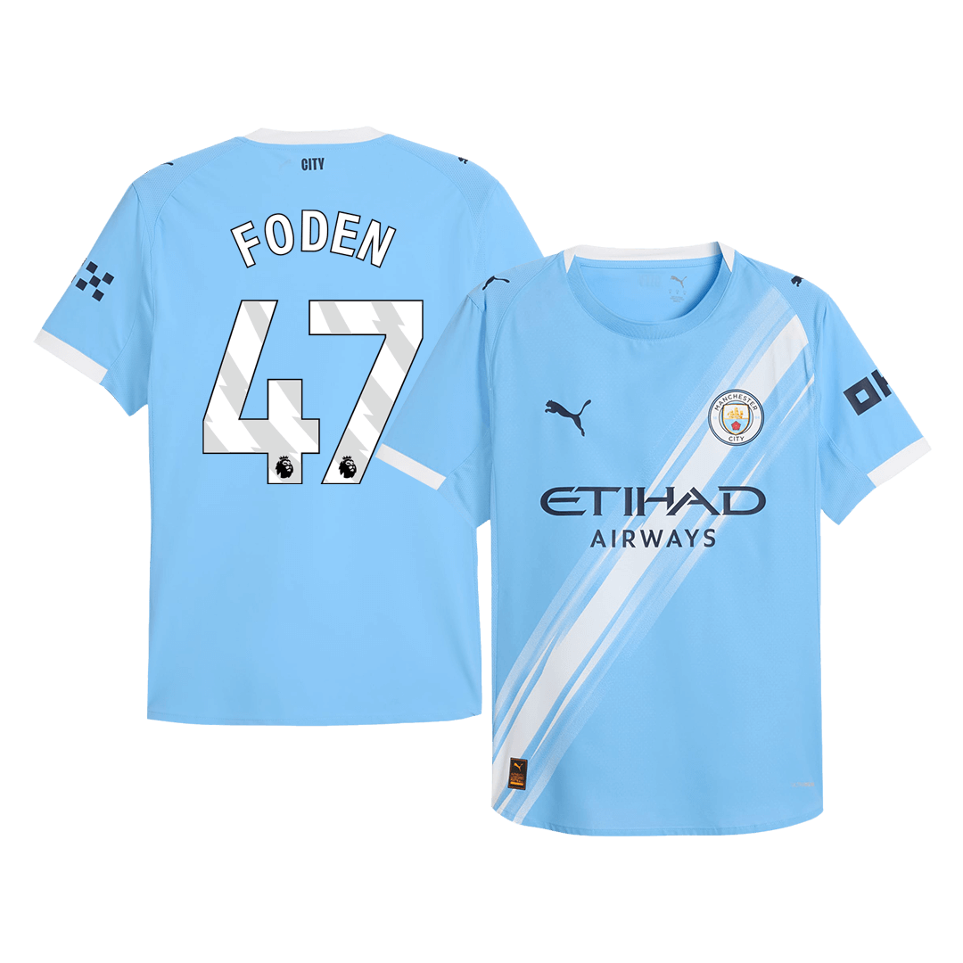 Camiseta de fútbol FODEN #47 Manchester City, versión jugador local, temporada 2025/26, azul