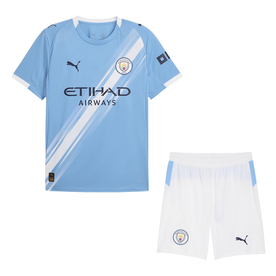 Equipación de fútbol del Manchester City (camiseta + pantalón corto) temporada 2025/26, azul