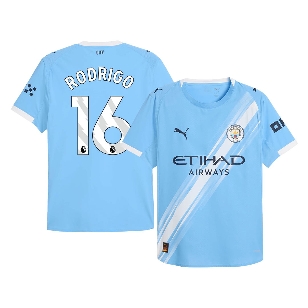 Camiseta de fútbol RODRIGO #16 Manchester City, versión jugador local, temporada 2025/26, azul