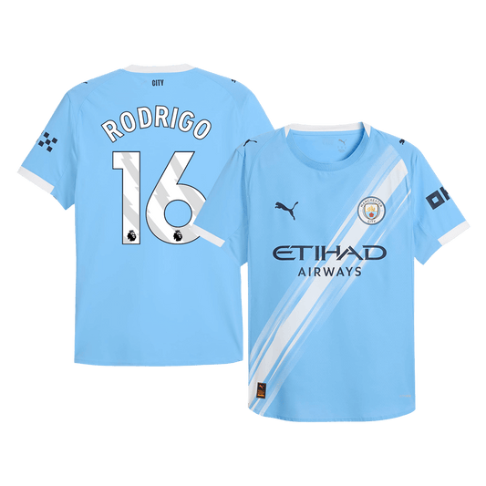 Camiseta de fútbol RODRIGO #16 Manchester City, versión jugador local, temporada 2025/26, azul