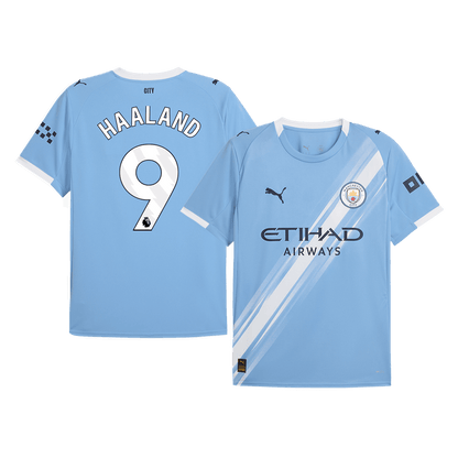 Camiseta de fútbol del Manchester City, local, número 9, de Haaland, temporada 2025/26, azul