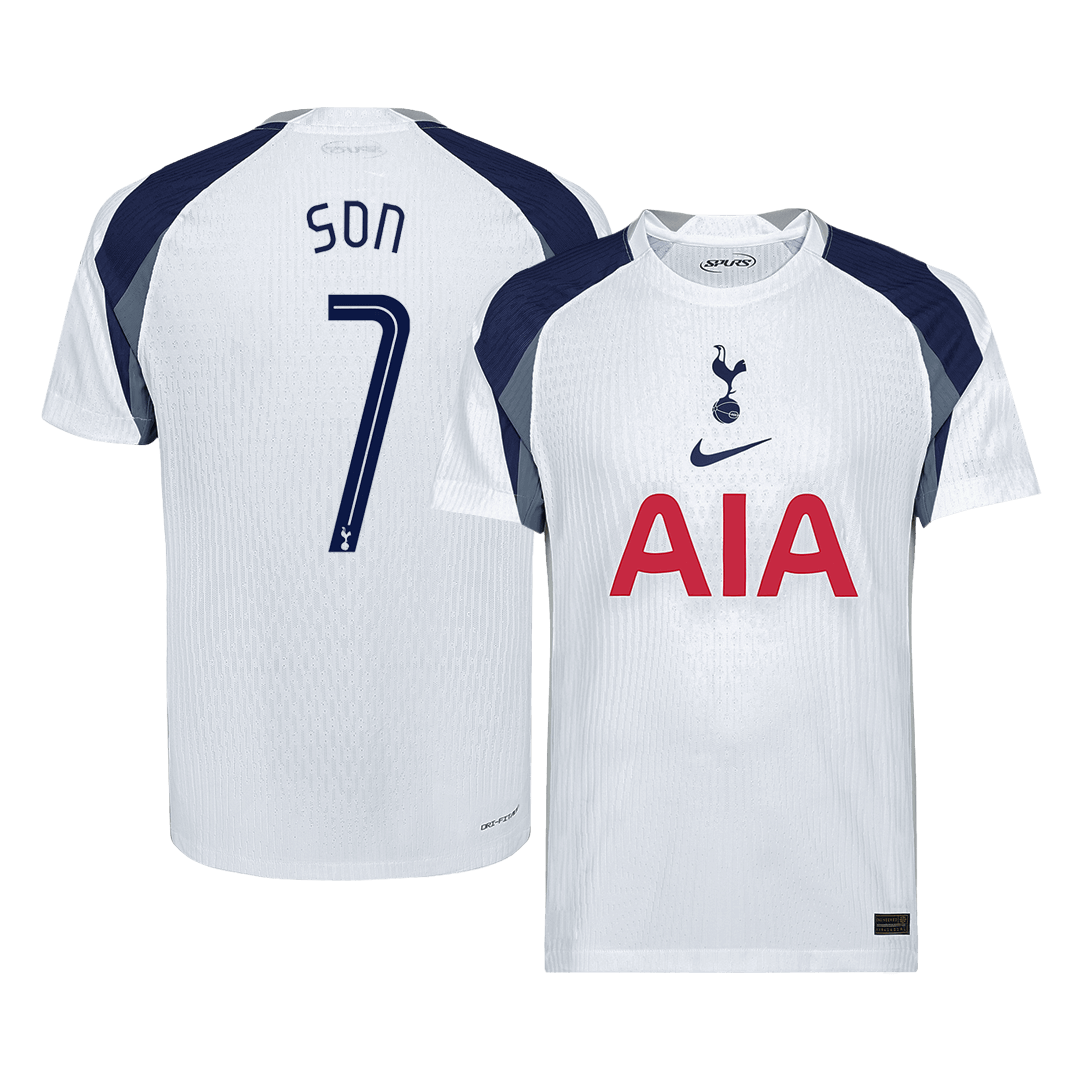 Camiseta de fútbol del Tottenham Hotspur nº 7, versión jugador local, temporada 2025/26, blanca - Champions League