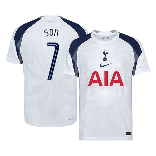 Camiseta de fútbol del Tottenham Hotspur nº 7, versión jugador local, temporada 2025/26, blanca - Champions League