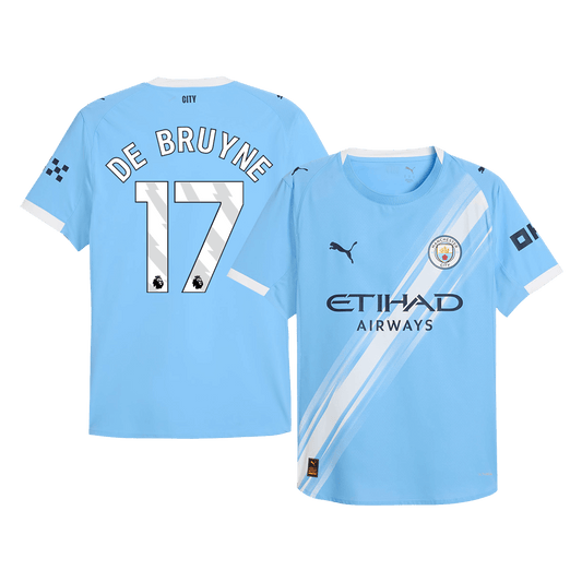 Camiseta de fútbol de De Bruyne nº 17, versión jugador local del Manchester City, temporada 2025/26, azul