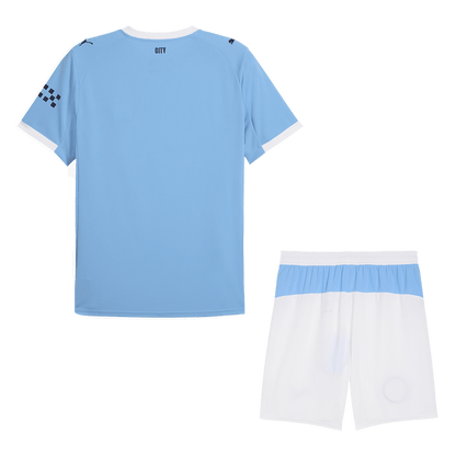 Equipación de fútbol del Manchester City (camiseta + pantalón corto) temporada 2025/26, azul