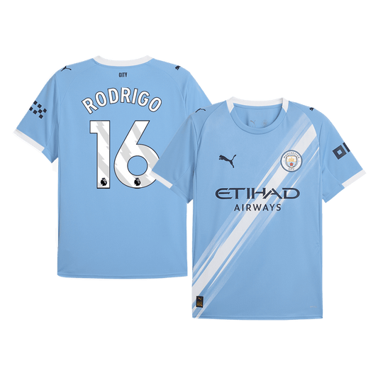 Maillot domicile de Manchester City, Rodrigo n° 16, saison 2025/26, bleu