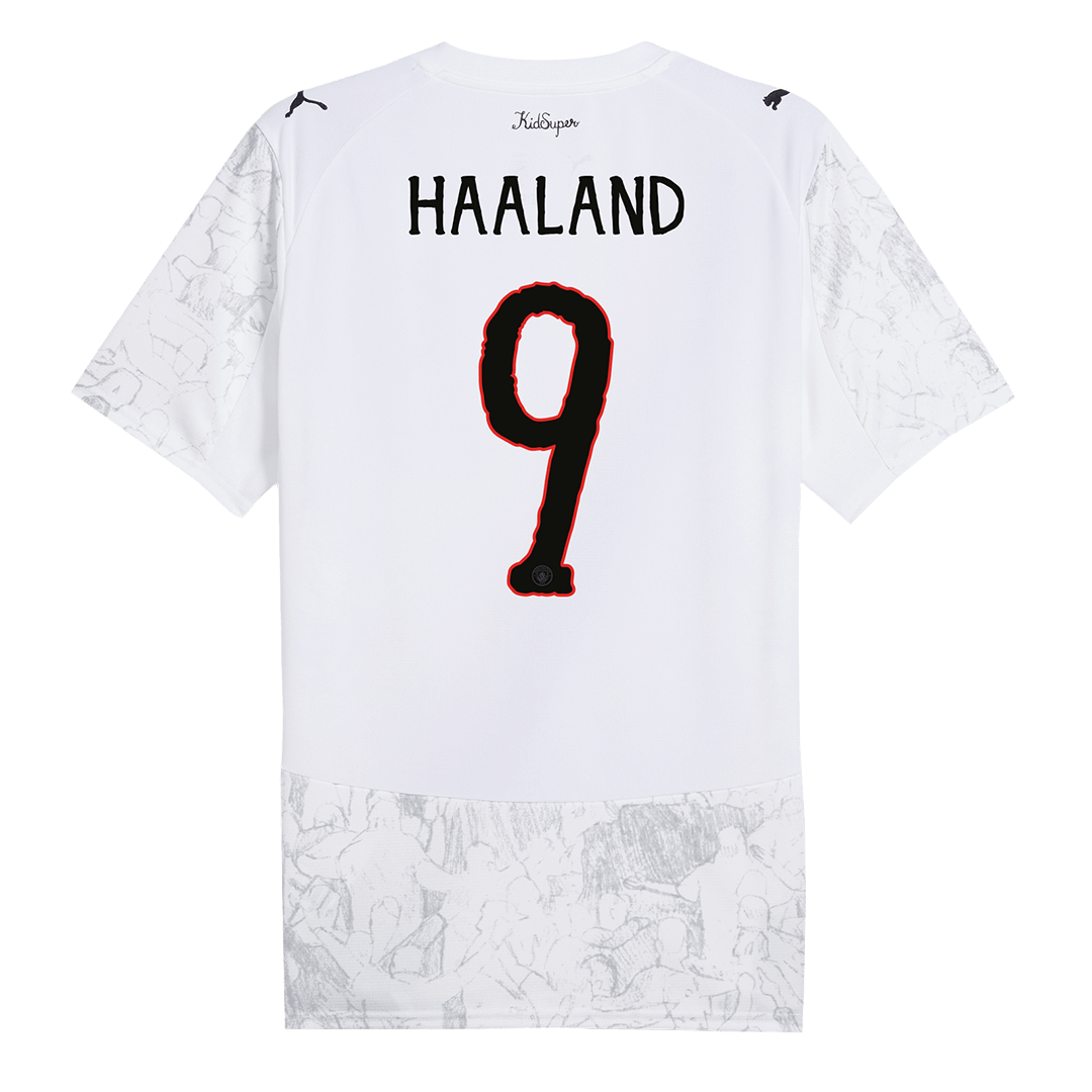 Camiseta de fútbol infantil del Manchester City #9 de HAALAND, temporada 2025/26, blanca - Mundial de Clubes