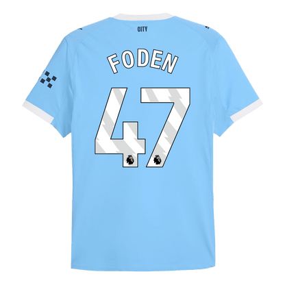 Camiseta de fútbol FODEN #47 Manchester City, versión jugador local, temporada 2025/26, azul
