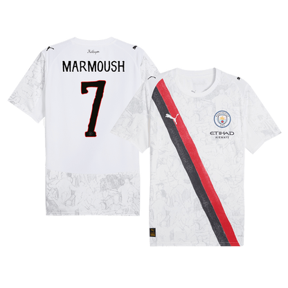 Camiseta de fútbol infantil MARMOUSH #7 Manchester City 2025/26 Blanca - Mundial de Clubes