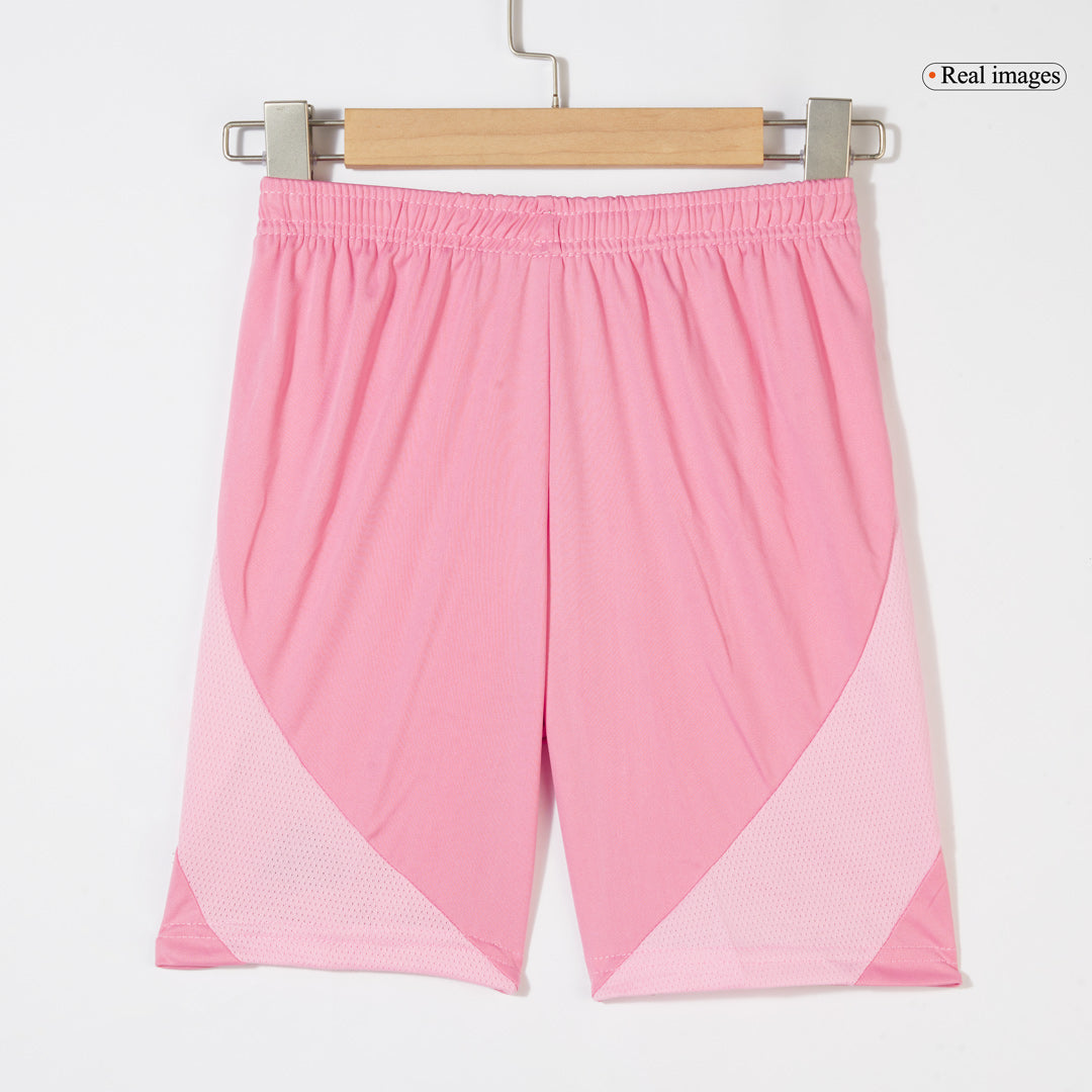Conjunto de camiseta y pantalón corto de fútbol para niños del Inter Miami CF (temporada 2025) Rosa