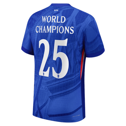 CAMPEONES DEL MUNDO #25 Camiseta de fútbol del Chelsea, versión jugador local, temporada 2025/26