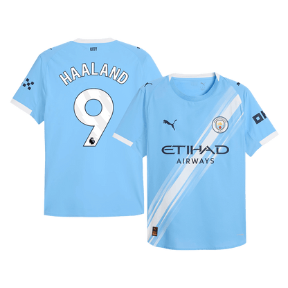 Camiseta de fútbol de HAALAND #9 del Manchester City, versión jugador local, temporada 2025/26, azul
