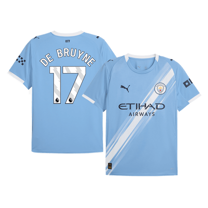 Camiseta de fútbol del Manchester City, local, temporada 2025/26, de De Bruyne, nº 17, azul