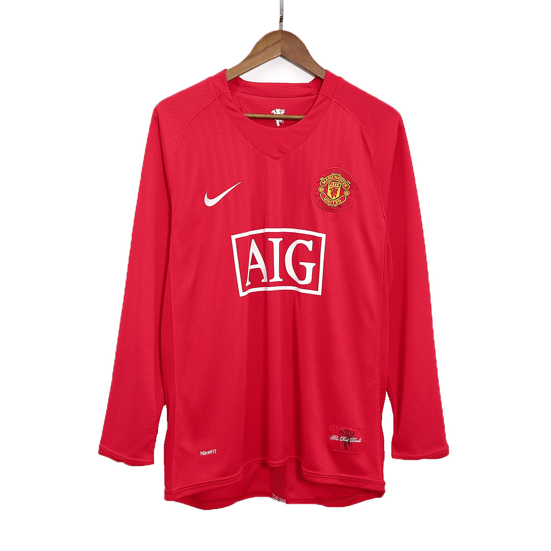 Camiseta retro de manga larga del Manchester United 2007/08, número 7 (local).