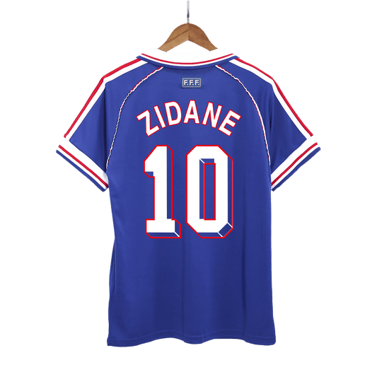 Maillot de football rétro domicile de Zidane n°10, France 1998