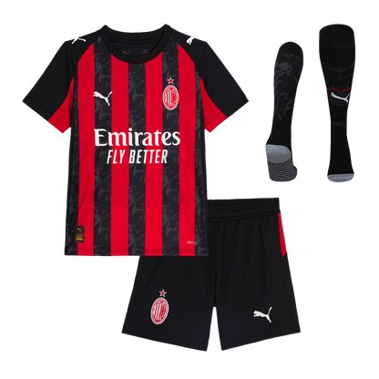 Equipación completa de local del AC Milan para niños - Camiseta + pantalón corto + medias 2025/26