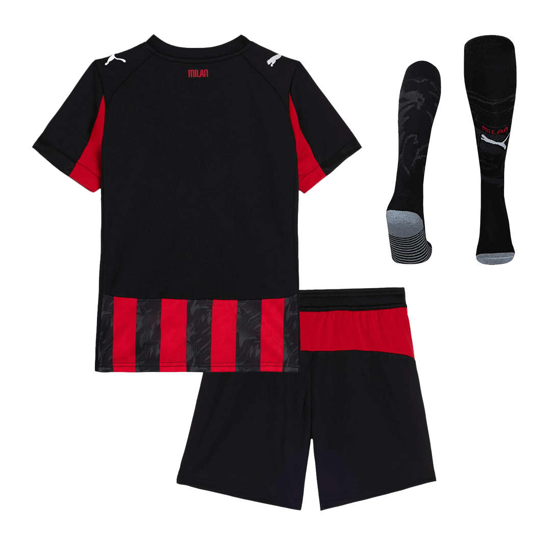 Equipación completa de local del AC Milan para niños - Camiseta + pantalón corto + medias 2025/26