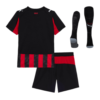 Equipación completa de local del AC Milan para niños - Camiseta + pantalón corto + medias 2025/26