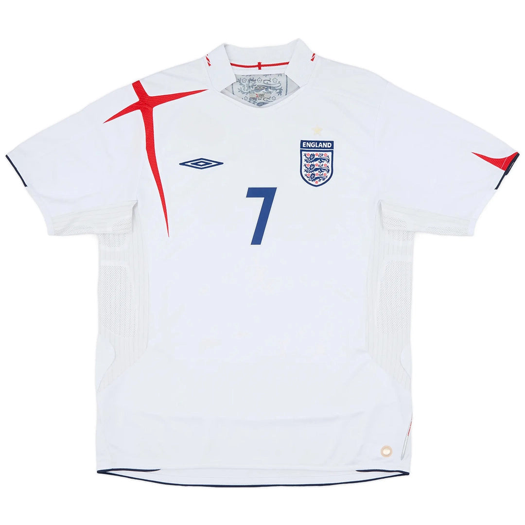 Camiseta retro de fútbol local de Inglaterra 2006 de BECKHAM #7