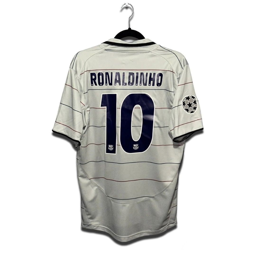 Maillot de football rétro extérieur de Ronaldinho n°10, FC Barcelone, saison 2003/04
