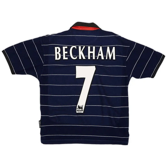 Maillot de football rétro Beckham n°7 Manchester United 1999/00 extérieur