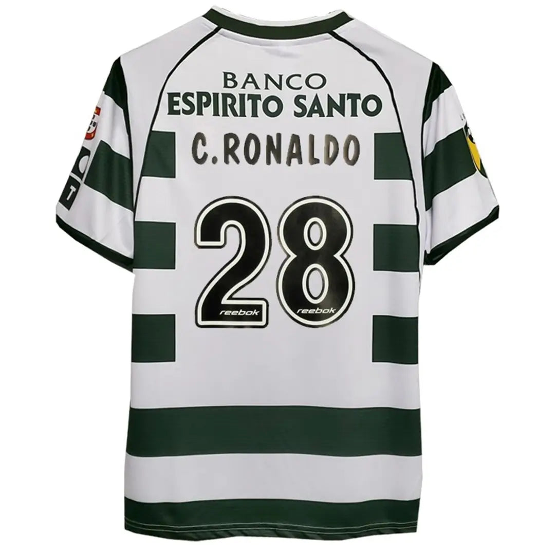 Camiseta de fútbol retro local C.RONALDO #28 Sporting CP 2001/03