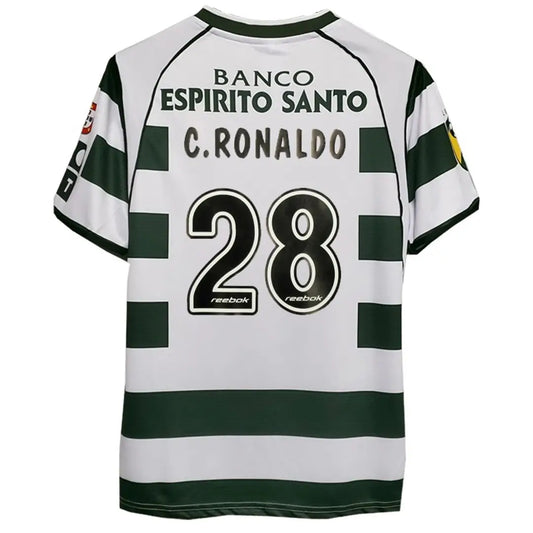 Maillot de football rétro domicile C.RONALDO n° 28 Sporting CP 2001/03