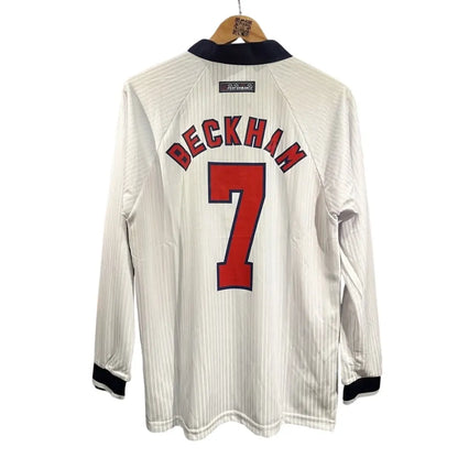 Camiseta Retro de Fútbol Beckham #7 Inglaterra 1998 Manga Larga Local