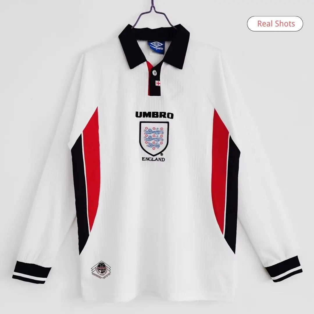 Camiseta Retro de Fútbol Beckham #7 Inglaterra 1998 Manga Larga Local