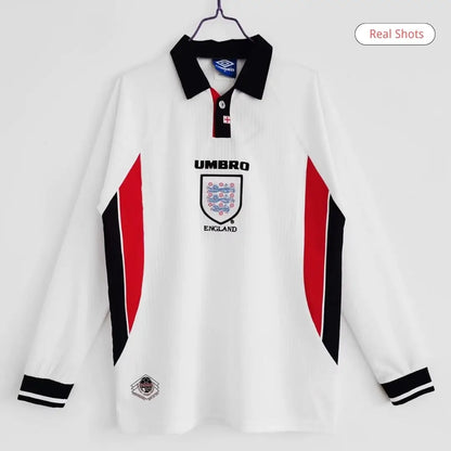 Camiseta Retro de Fútbol Beckham #7 Inglaterra 1998 Manga Larga Local
