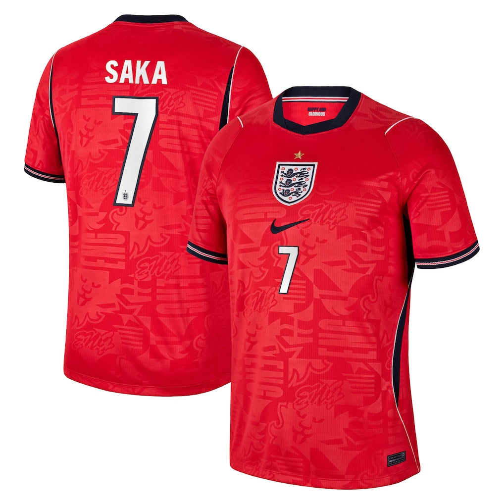 Camiseta de fútbol de visitante de Inglaterra #7 Saka Mundial 2026