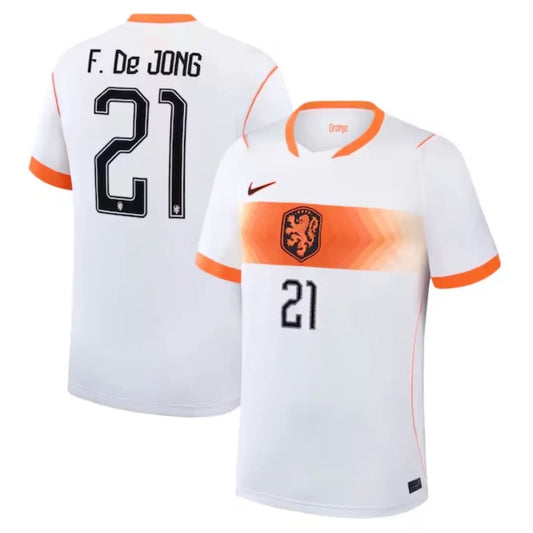 Maillot de foot extérieur F. De JONG #21 Pays-Bas Coupe du Monde 2026