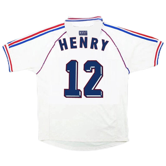 Camiseta de fútbol retro de visitante de HENRY #12 Francia 1998