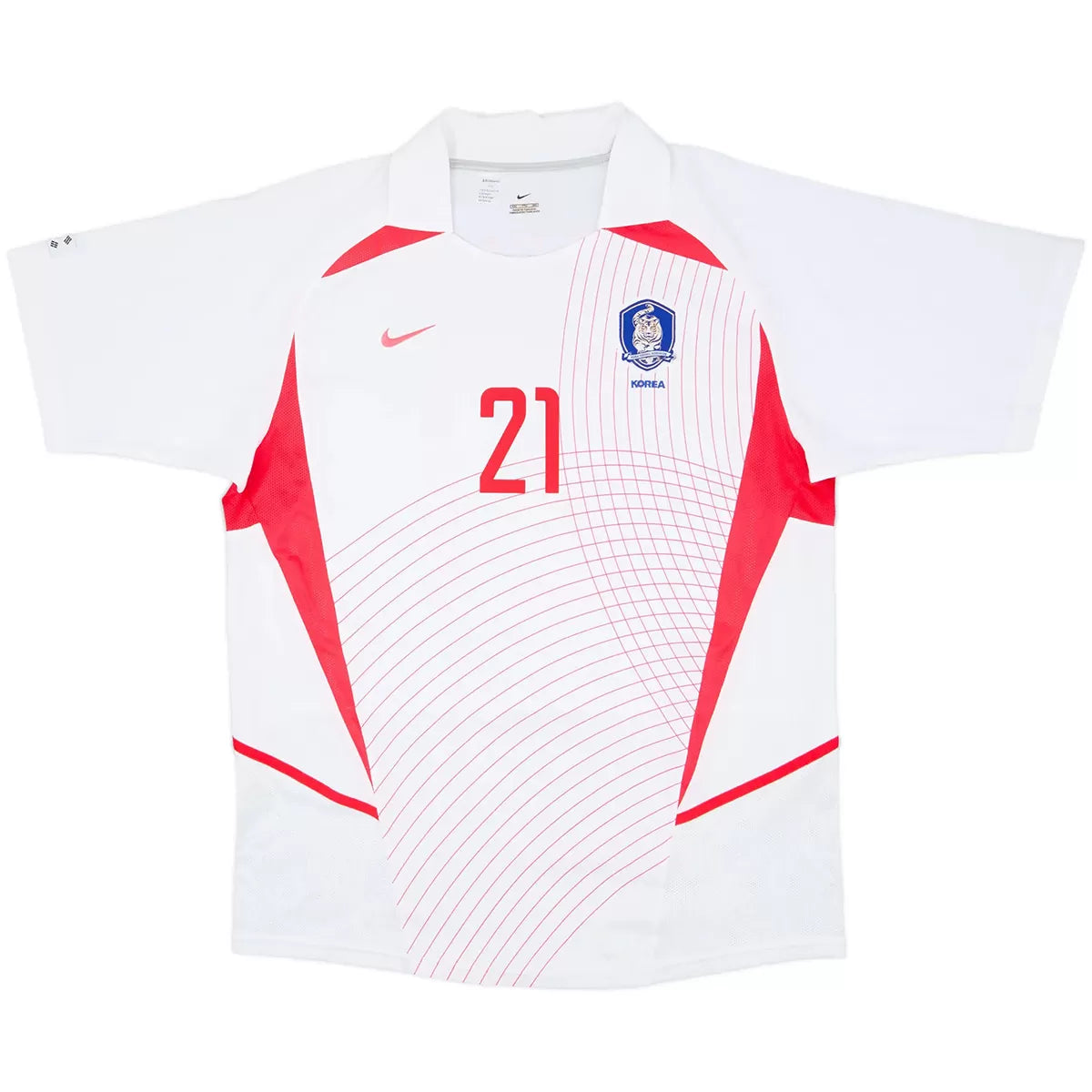 Camiseta de fútbol retro de J S Park #21 de Corea del Sur para el Mundial 2002 de visitante