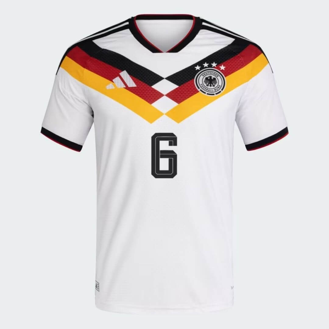Camiseta de fútbol de local de la selección alemana, versión jugador, número 6, Copa Mundial de 2026, con Kimmich.