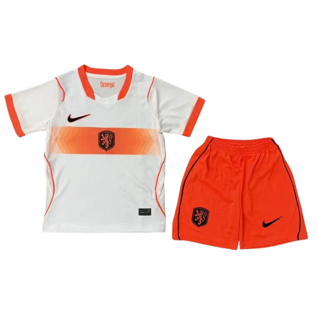 Conjunto de camiseta de fútbol de visitante de Países Bajos para niños Mundial 2026
