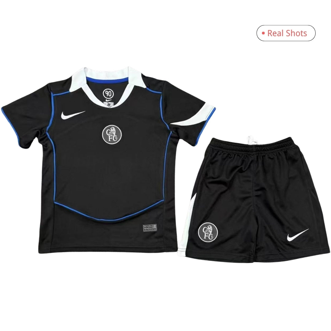 Conjunto completo de visitante del Chelsea para niños 2025/26